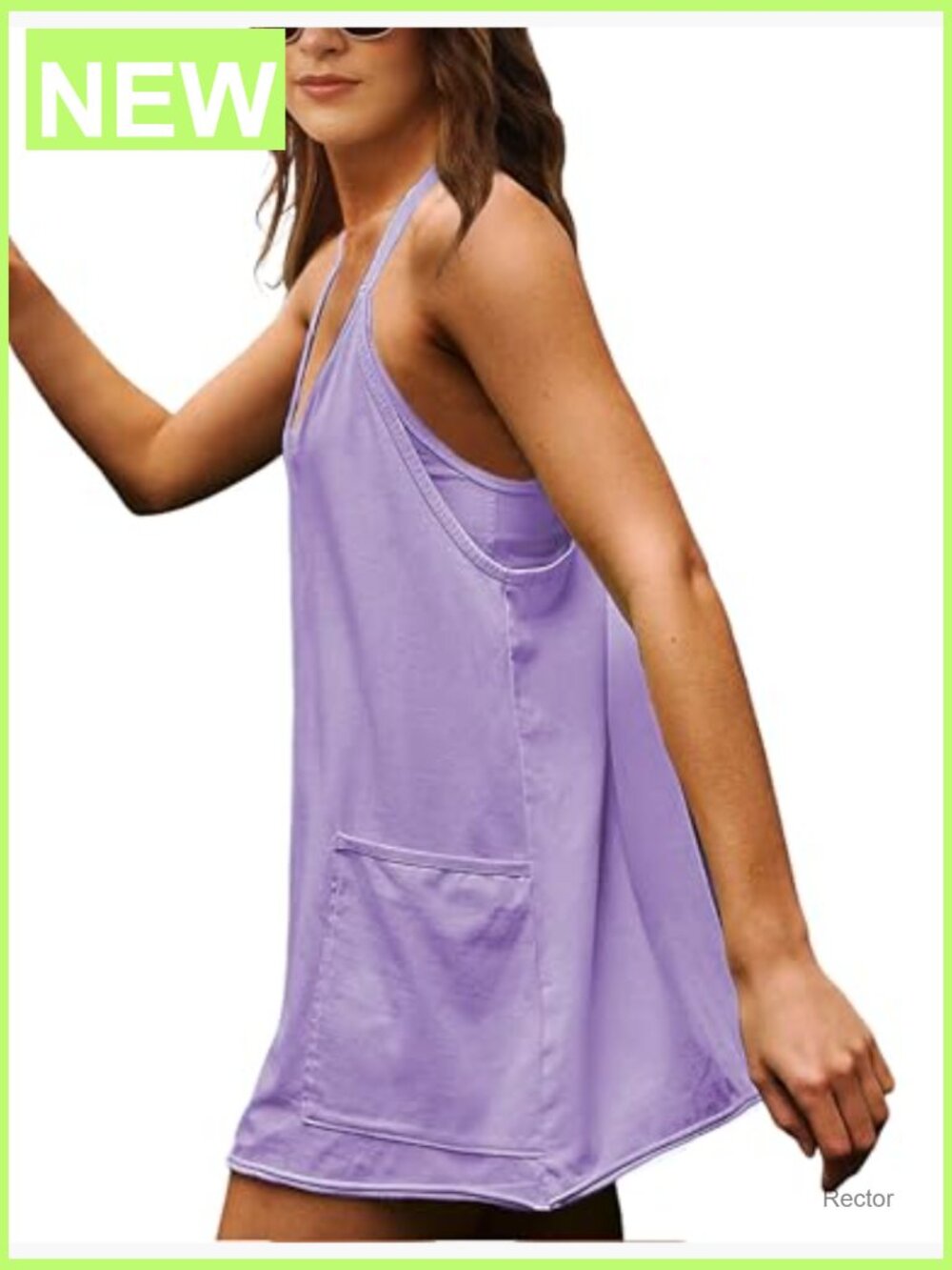 Sleeveless Mini Dress with Built-in Shorts and Pockets - Picture 3 of 7